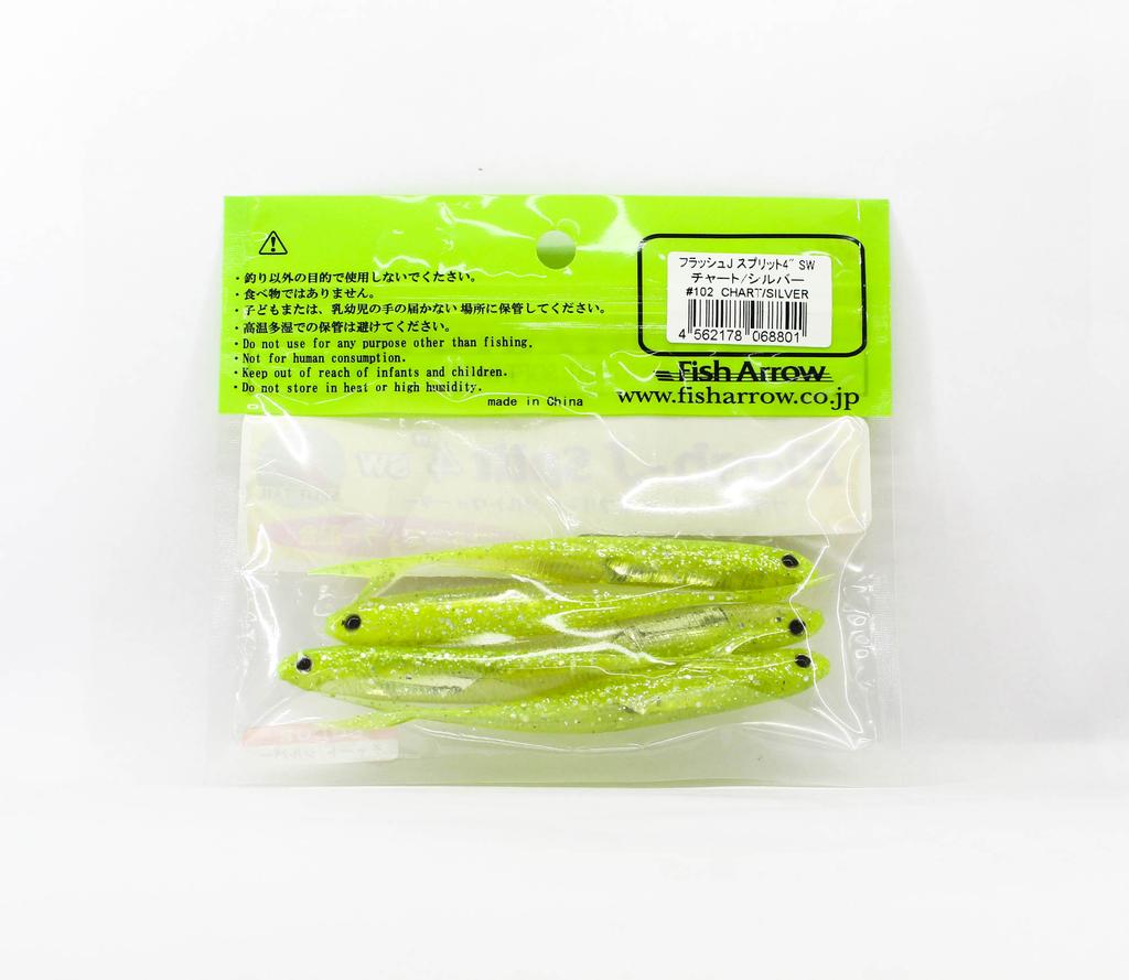 Fish Arrow Soft Lure Flash J Split SW 4 Inch 5 Piece Per Pack #102 (8801)