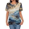 Summer Women's Elegant and Personalized Sky Auspicious Cloud 3D Printed Top T-shirt Women's Casual Fashion Short Sleeve Top