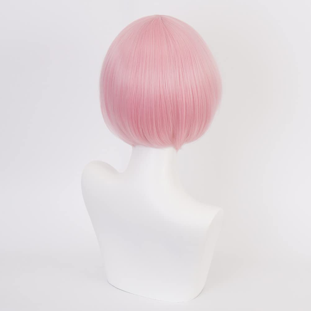 Ram Wig from "Starting Life In a Different World from Zero" Anime Cosplay Wig, Heat-Resistant Wig, Disguise Wig for School Festivals, Includes Net