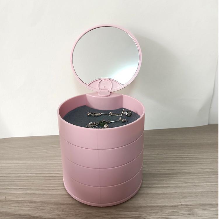 

Вращающаяся зеркальная шкатулка для украшений в скандинавском стиле - многоуровневое хранение ожерелий и аксессуаров для волос with mirror розовый