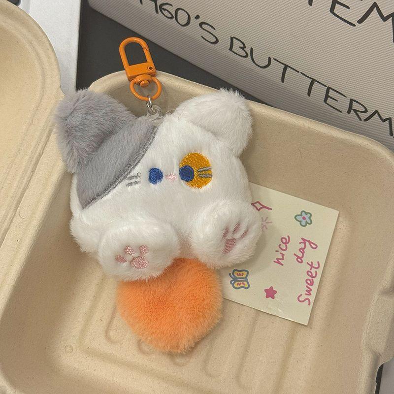 Funny Cartoon Orange Plush Cat Tail Mobile Phone Chain Cartoon Pendant Braided Belt Lanyard Hand Rope Korean Lanyard