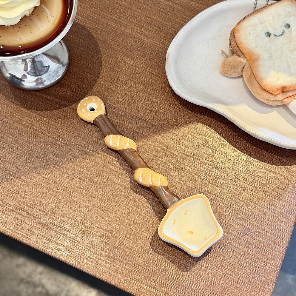 Underglaze Color Cute Ceramic Spoon Personal Special High-value Spoon Creative Long-handled Spoon Spoon Meal Spoon Household