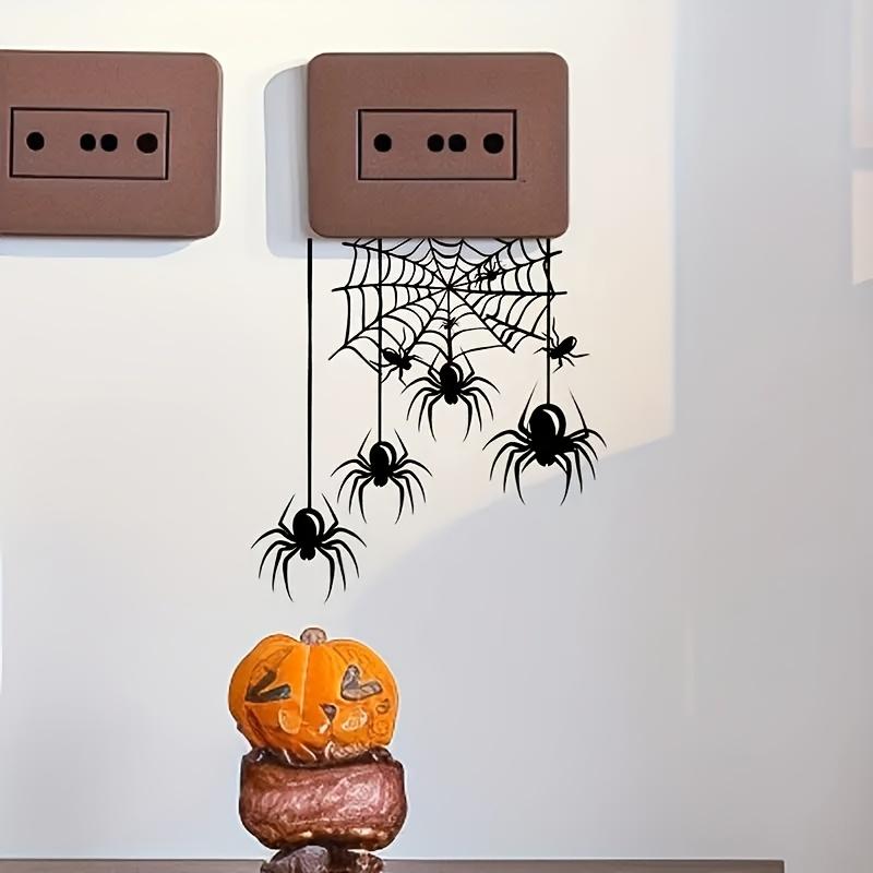 1pc Halloween Spider Switch Sticker Removable Realistic Black Spider and Web Design, for Indoor Home Decor, Living Room, Bedroom
