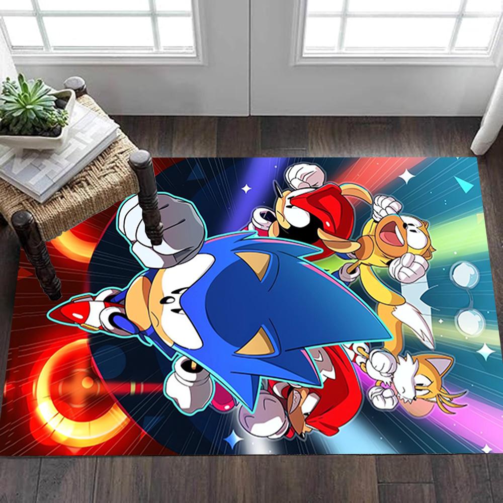 Sonic The Hedgehog Art Print Decoration,Carpet,Living Room,Bedroom, Non-slip,Square rug