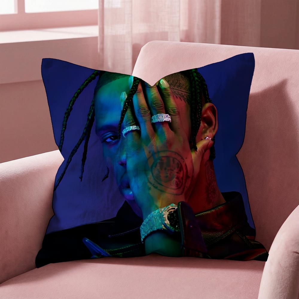 Travis Scott Cushion Cover Multi-Scene Pillow Cover for Home & Car - Reversible, Soft & Durable for Daily Use
