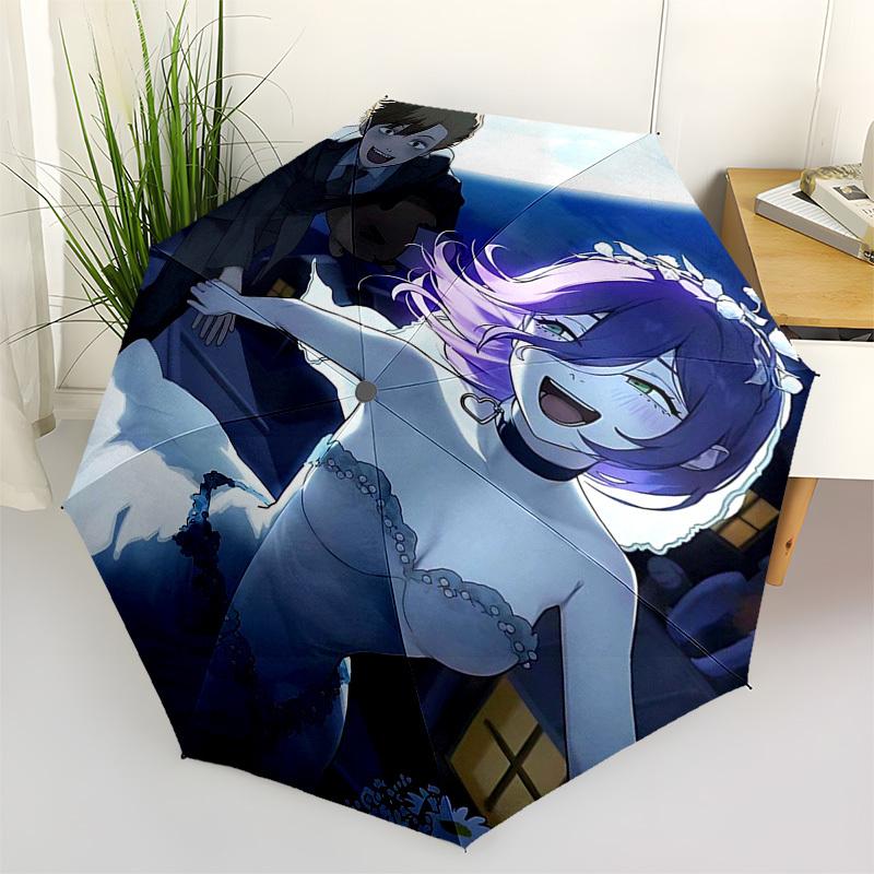 

1pc Automagic Opening Umbrella with 8-Bone Iron Frame - Outdoor for Fans, Travelers, and Daily Use (Re:Zero Rem & Monado Design).U059