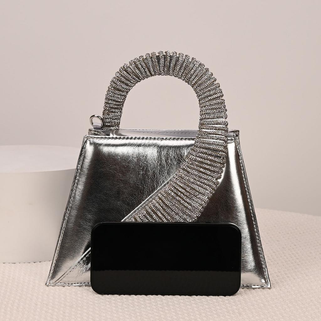 New women's bag bring diamond-encrusted French fairy bag super flash rhinestone trapezoidal bag shoulder messenger handbag