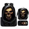Halloween Backpack Pumpkin Ghost 3-Piece Set Schoolbag Kids Shoulder Bag Cute Bookbag for Boys Girls