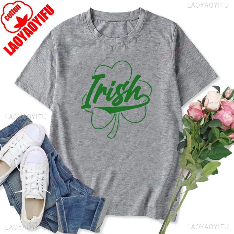 Womens Tshirt St Patricks Day Graphic Tops Funny Short Sleeve Shamrock Shirts Cute St Pattys Printed Tee Unisex Cotton Camisetas