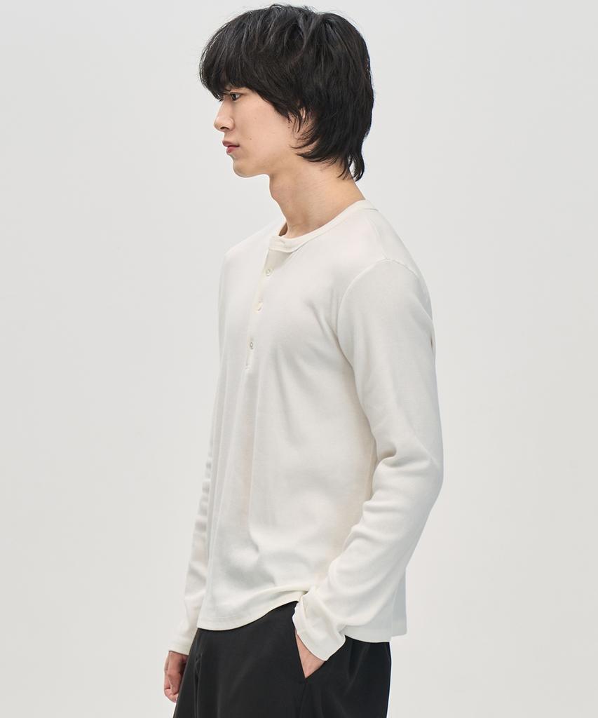 Prairie Henley Neck Ribbed Long Sleeve (Ivory)