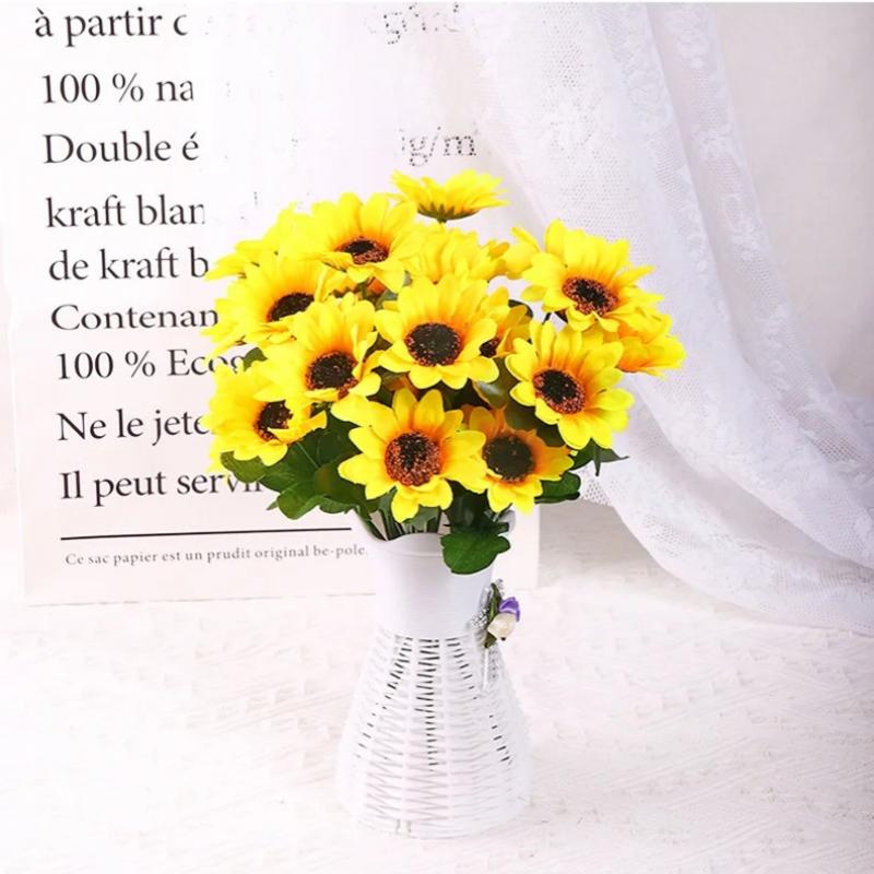 1Pcs Artificial Sunflowers Silk Fake Flowers Floral Bouquet For Home Living Room Decor Wedding Handheld Prop Table Centerpiece