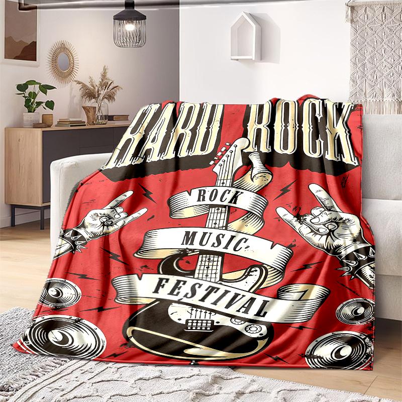 1PC Musical Elements Printed Blanket, All Season Lightweight Home Office Outdoor Nap Multifunctional Blanket A9