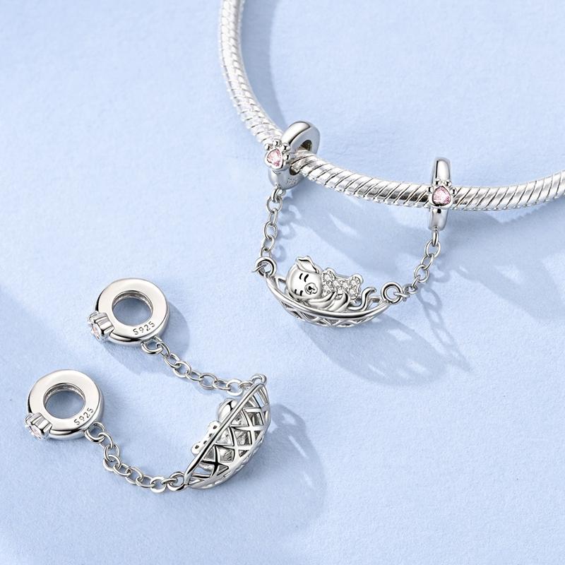 S Copper Charms Beads Pendant Dog Animal Beads Safety Chain Fit Original Bracelet Charms Women Jewelry