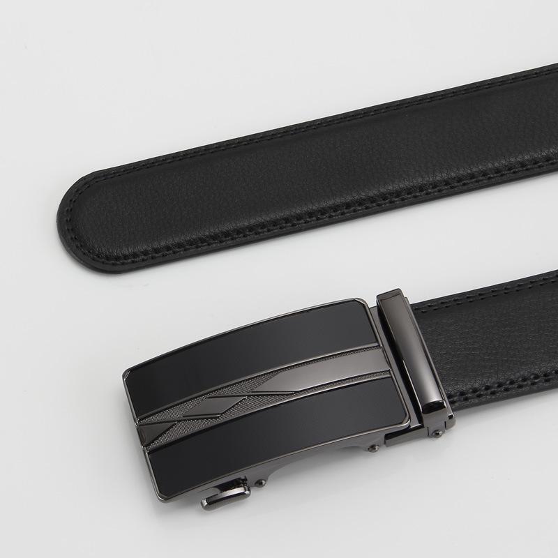 

Мужской ремень из натуральной коровьей кожи Автоматическая пряжка Деловой и повседневный ремень из коровьей кожи второго слоя Мужской ремень Ремень 110-130CM