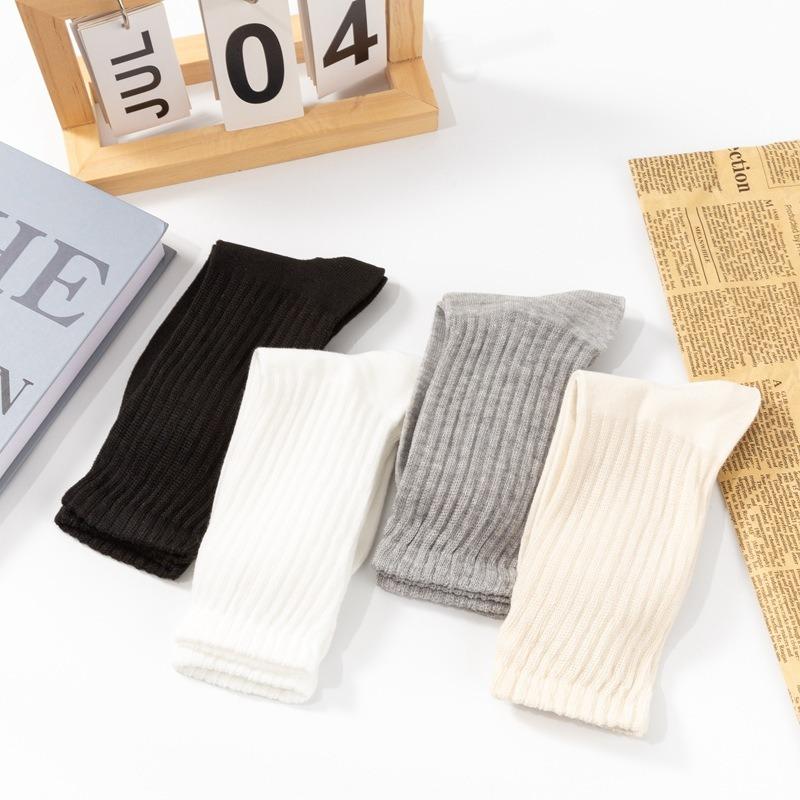 10 Pairs of Long Solid Color Socks for Women, Spring and Autumn Trendy Socks, Long Socks, Pile Socks, White