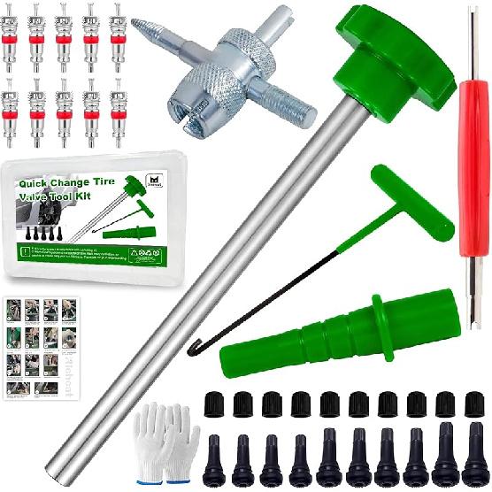 Richcat 51025 Quick Tire Valve Change Tool For Cars,Tire Valve Stem Core Quickly Replacement Tool Kit,Perfect Tool For Replacing Leaky Valves In