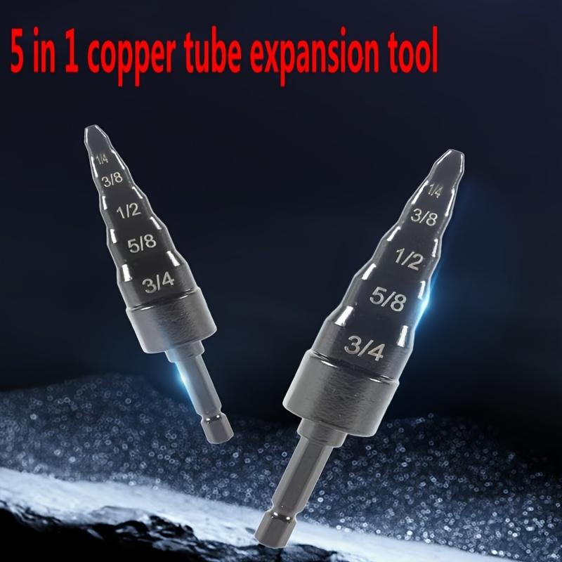 5-in-1 Air Conditioner Drill Bit Pipe Expander Tool - Cast Iron Single Item Packaging with Straight Flute and Hex Shank for Efficient Copper Pipe