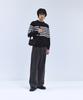 IRONYPORNO WHITELINE 86-Iroj366 Solid Striped Long Sleeve Knit Black