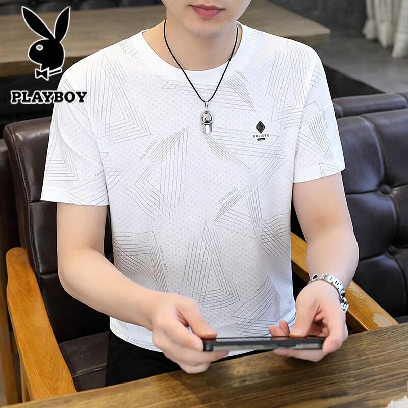 PLAYBOY Men's Ice Silk Short Sleeve T-shirt