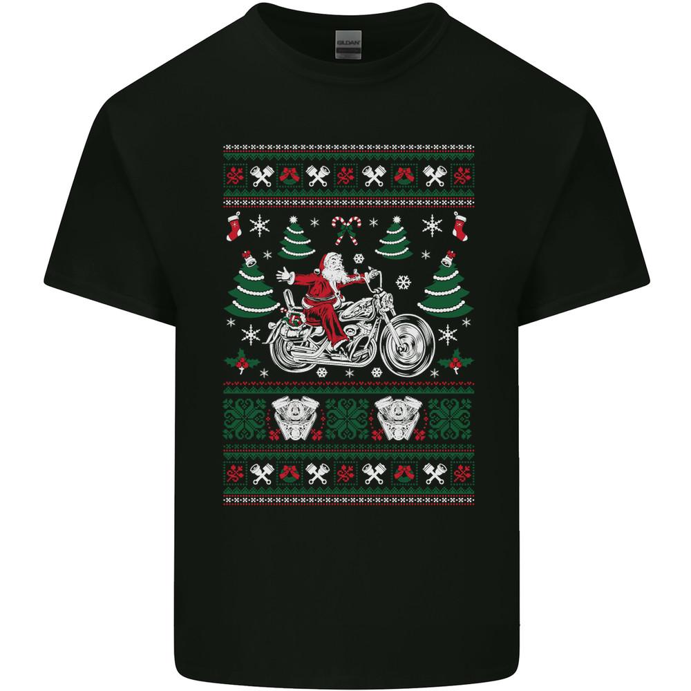 

Christmas Biker Santa Motorbike Motorcycle Mens Light Cotton T-Shirt XL