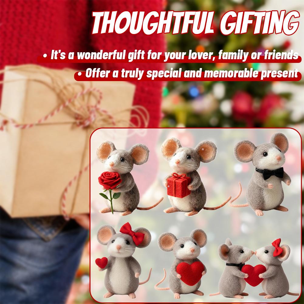Christmas Mice Wool Felt Mouse Felt Animal Crafts Cute Mouse Tree Ornaments Winter Christmas Wool White Mouse Decor For Wedding