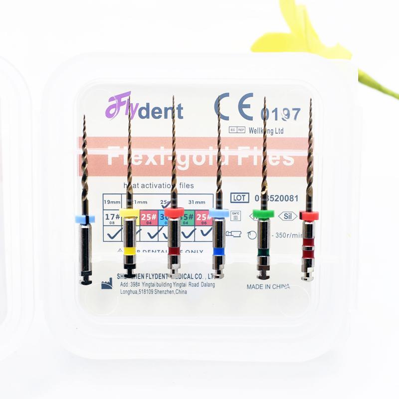 Дентальные файлы конусности 04 Термозолотые Гибкие Эндо Роторные Золотые Файлы Эндодонтические NiTi Термоактивация Pro-Endo 25 мм Стоматология