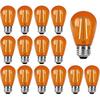 15 Pack Orange LED Bulb S14 Replacement LED Light Bulbs 2W Plastic Shatterproof LED Night Bulb E26 Base Orange String Lights Waterproof Vintage Bulb