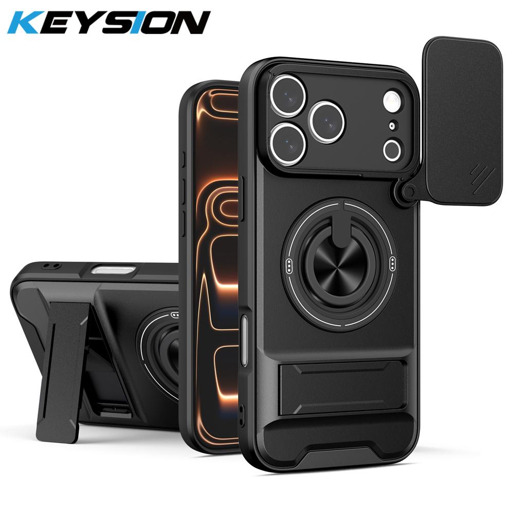 KEYSION Magnetic Phone Case for iPhone 17 Pro Max Slide Camera Protection Upright Kickstand Shockproof Cover for iPhone 17 Air