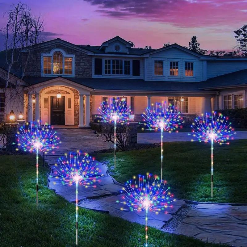 4 Stück Solarbetriebene LED-Feuerwerks-Lichterkette Wasserdichte Lampe Festliche Gartendekoration für tagsüber zum Aufladen und zur Anzeige bei Nacht
