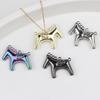 2Pcs Zinc Alloy Painted Rocking Horse Pendant Charms Diy Necklace Bracelet Earrings Accessories