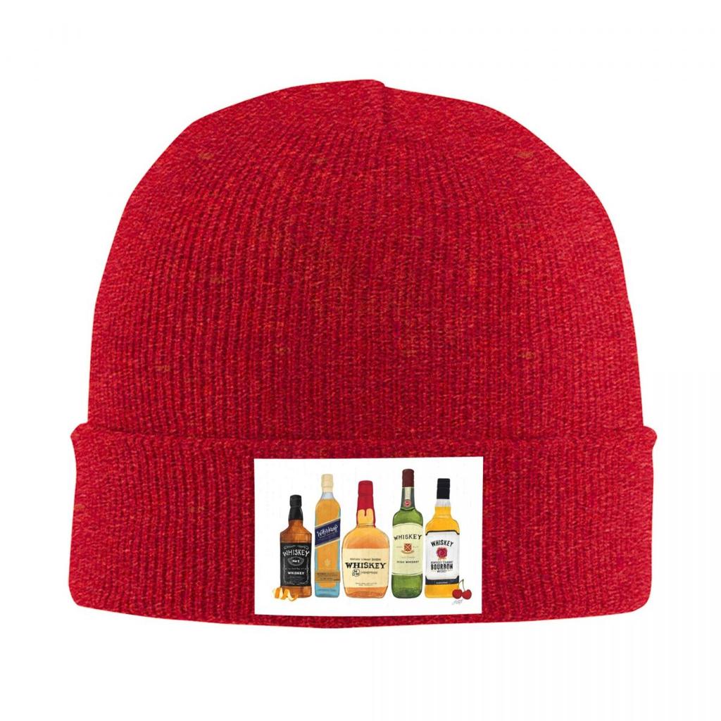 Whiskey Bottles Illustration Warm Knitted Cap Winter Knit Bonnet Hat Skullies Beanies Hip Hop Caps for Unisex