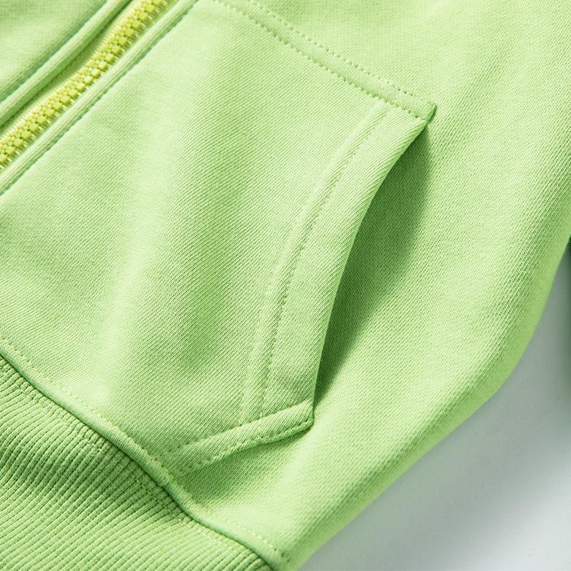 Children's 350g Zipper Patch Pocket Sweatshirt for Spring/Autumn with Logo Print and Embroidery