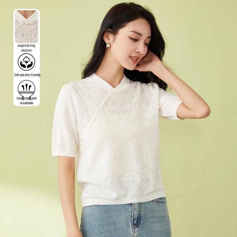 

Women s New Chinese Style Knit Short Sleeve Top F
