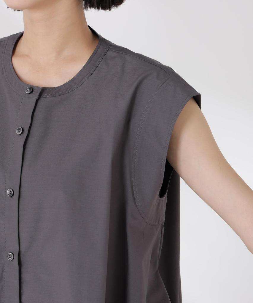 Nano Universe Front Flare Cape Collar Sleeveless F Women's Shirt, 023, Charcoal, 673-5121324