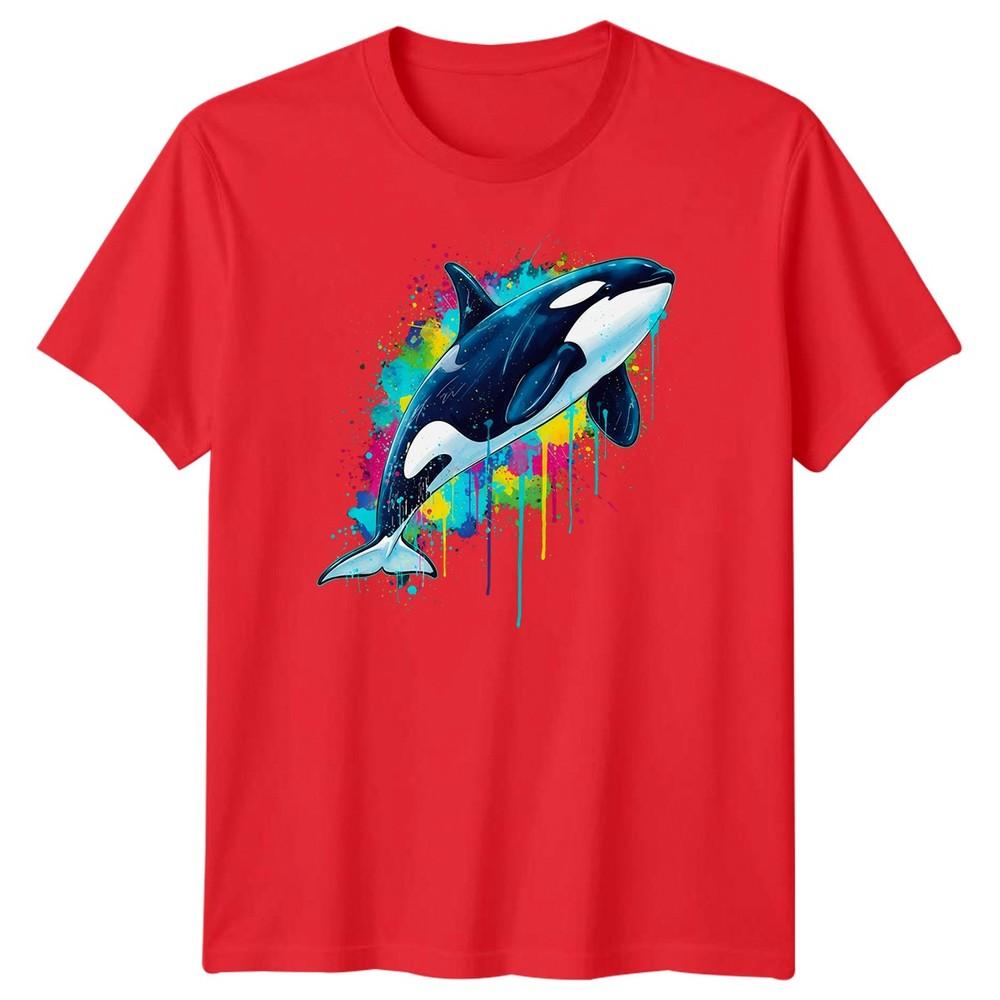 Orca Marine Animal Unisexs Tshirt Vibrant Splash Art