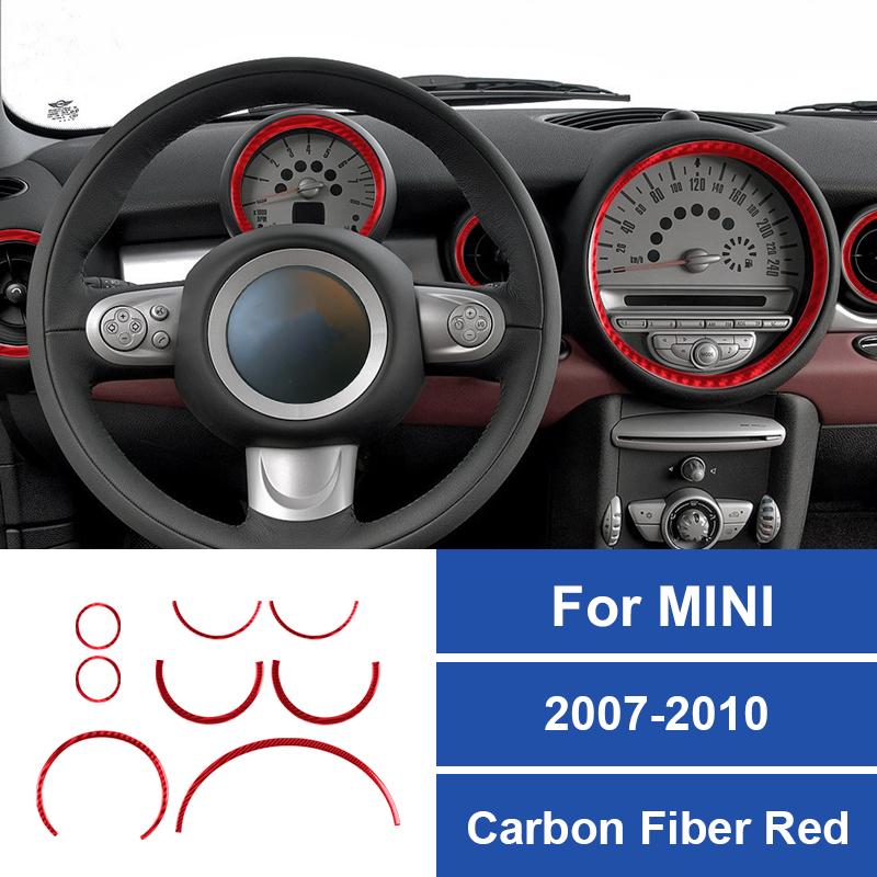 Car Interior Speedometer Radio Air Vents Panel Real Carbon Fiber Sticker For Mini Cooper R56 R55 R57 2007-2010 Accessories Set