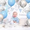 12inch-50pcs blue silver and white latex balloon set with confetti, suitable for weddings, birthdays, pop parties