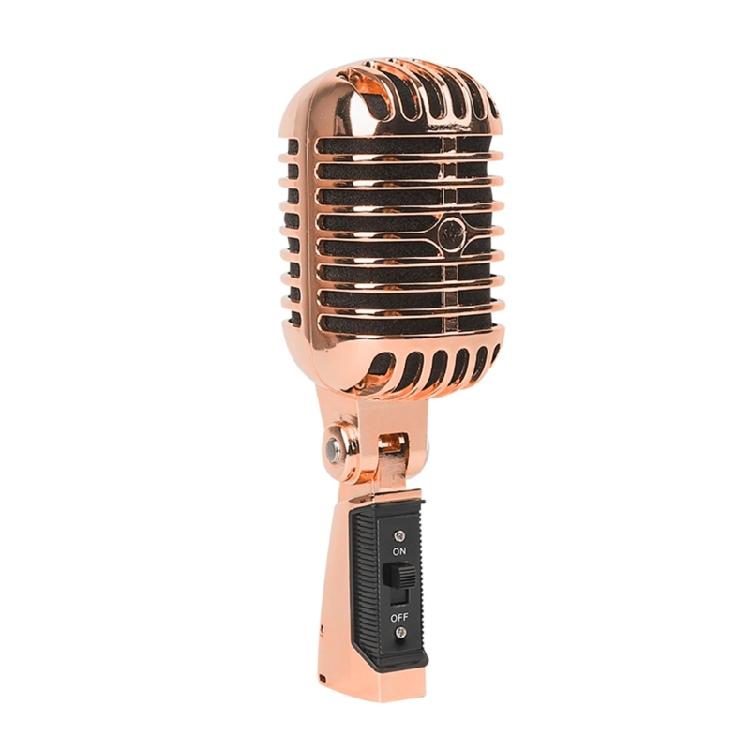 Metal Dynamic Microphone Metal Appearance with Retro Frame Self-tensioning Metal Frame for Stage and Studio Use