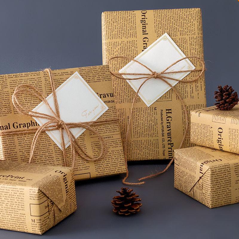 10Sheets Vintage English Newspaper Kraft Paper Brown Kraft Outer Wrapping Paper For Gifts Packaging Flower Wrapping Paper