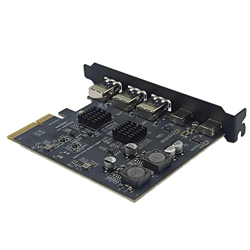 10Gbps USB3.2 PCI-E 4X Expansion Card with Asmedia ASM3142 - 5 Ports, Type-C