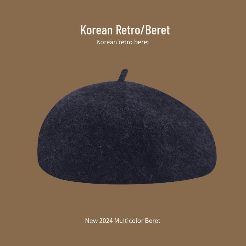 Korean Style Women's Wool Knit Beret – Warm Retro Octagonal Hat