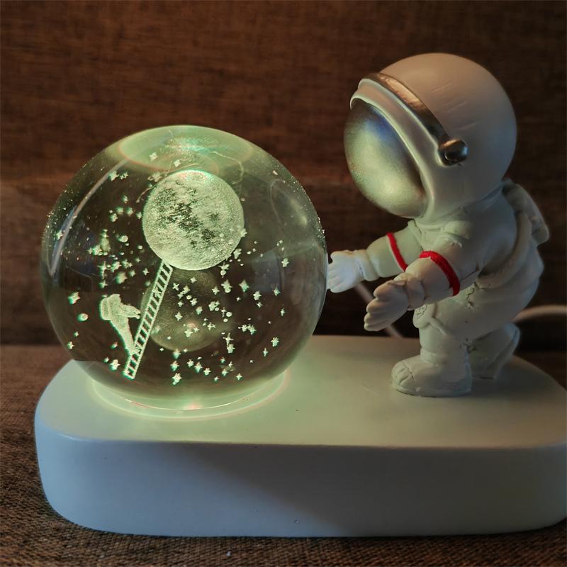 Astronaut Creativ 3D Minge de Cristal Led Lumină de noapte pentru Dormitor Copii Planetă Spațiu Lampă Sistem Solar USB Cadou de Crăciun pentru copii