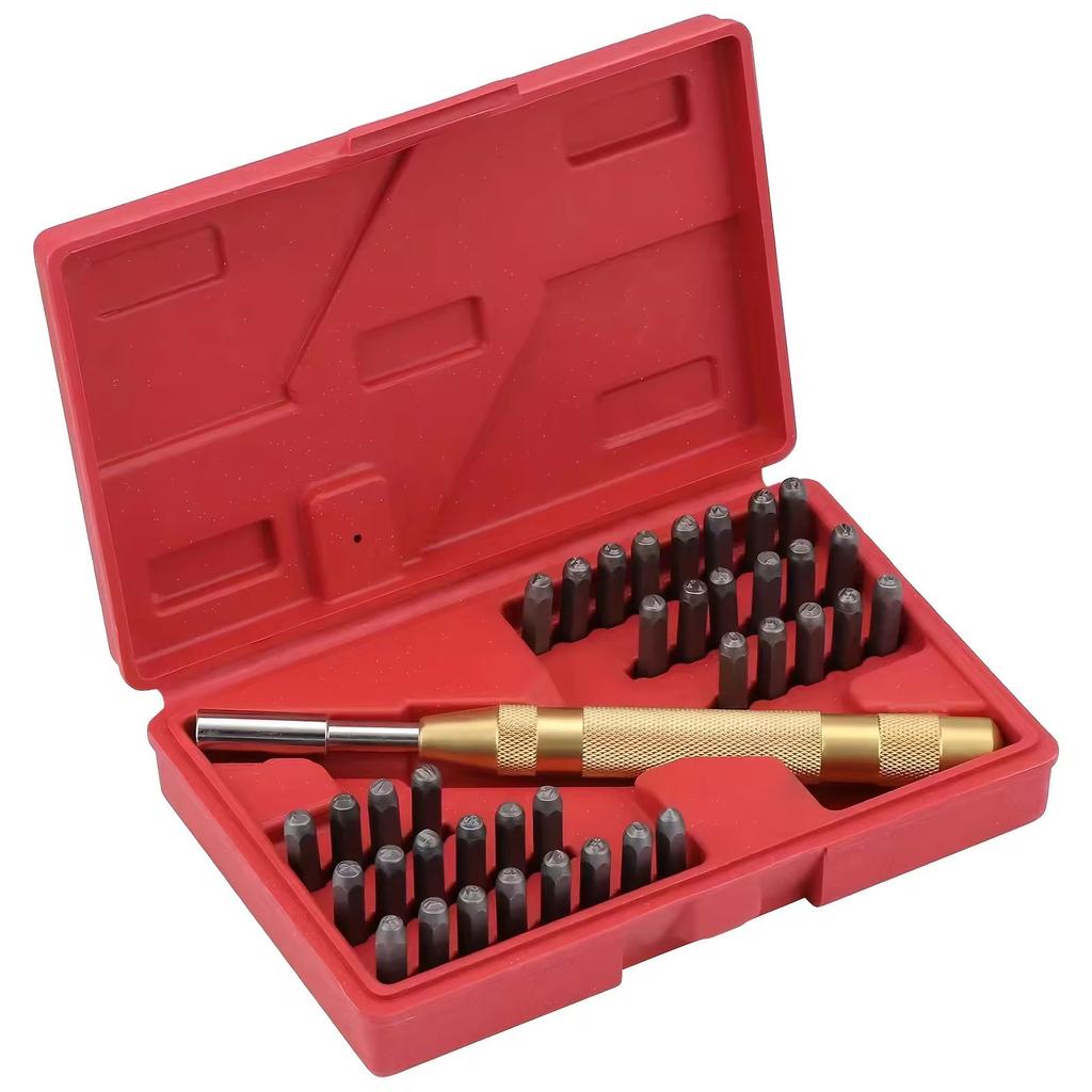 38Pcs Number and Letter Stamp Punching Set 3mm A-Z 0-9 Leather Embossing Stamp Punching Tool with Stamping Handle