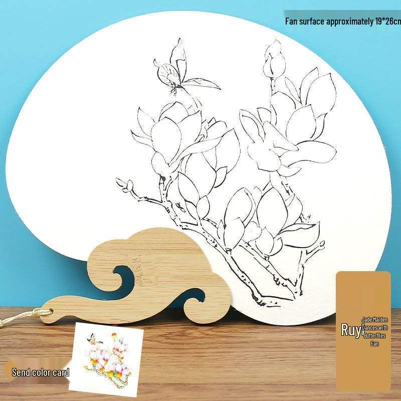 Double-Sided Thickened Xuan Paper Round Fan for Watercolor, Calligraphy, and Handwriting - Ancient Style Intangible Cultural Heritage Palace Fan.