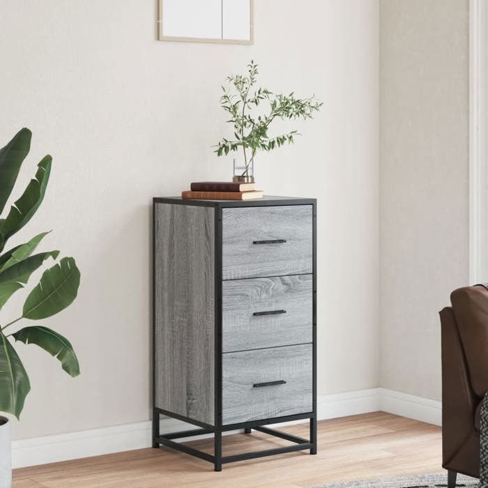 VidaXL Buffet Sonoma Grey 35.5x35x76 Cm Engineered Wood and Metal, Storage Furniture, Kitchen Storage Furniture, 848947