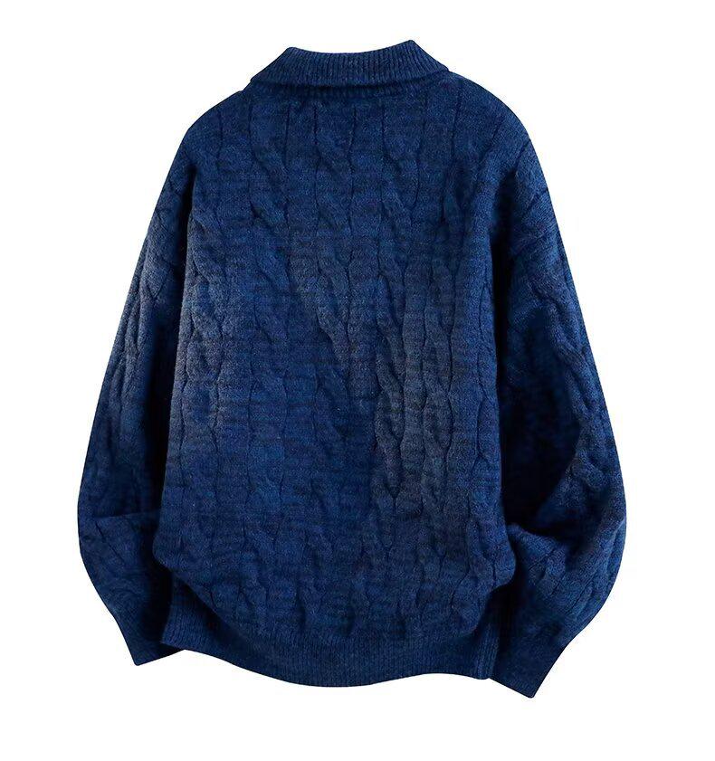 2025 Autumn/Winter Men's Retro Solid Knitwear: Two-Piece Lapel Top