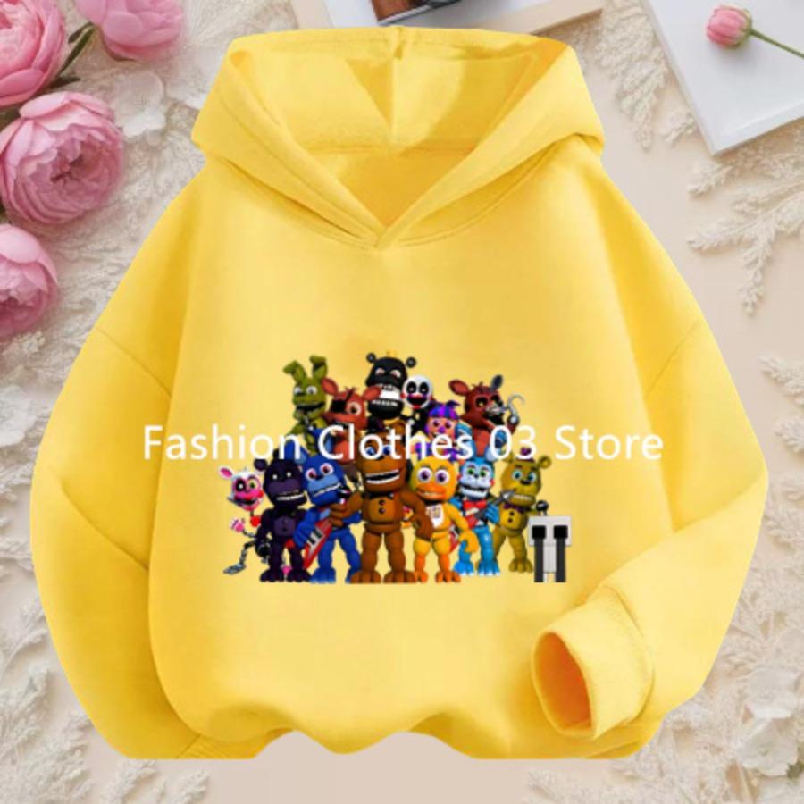 2026 Anime Five Nights Bear Hoodie 3-12 Year Kids Cosplay Unisex Hoodies Boys Sweatshirt Teen Girls Clothes Birthday Gift