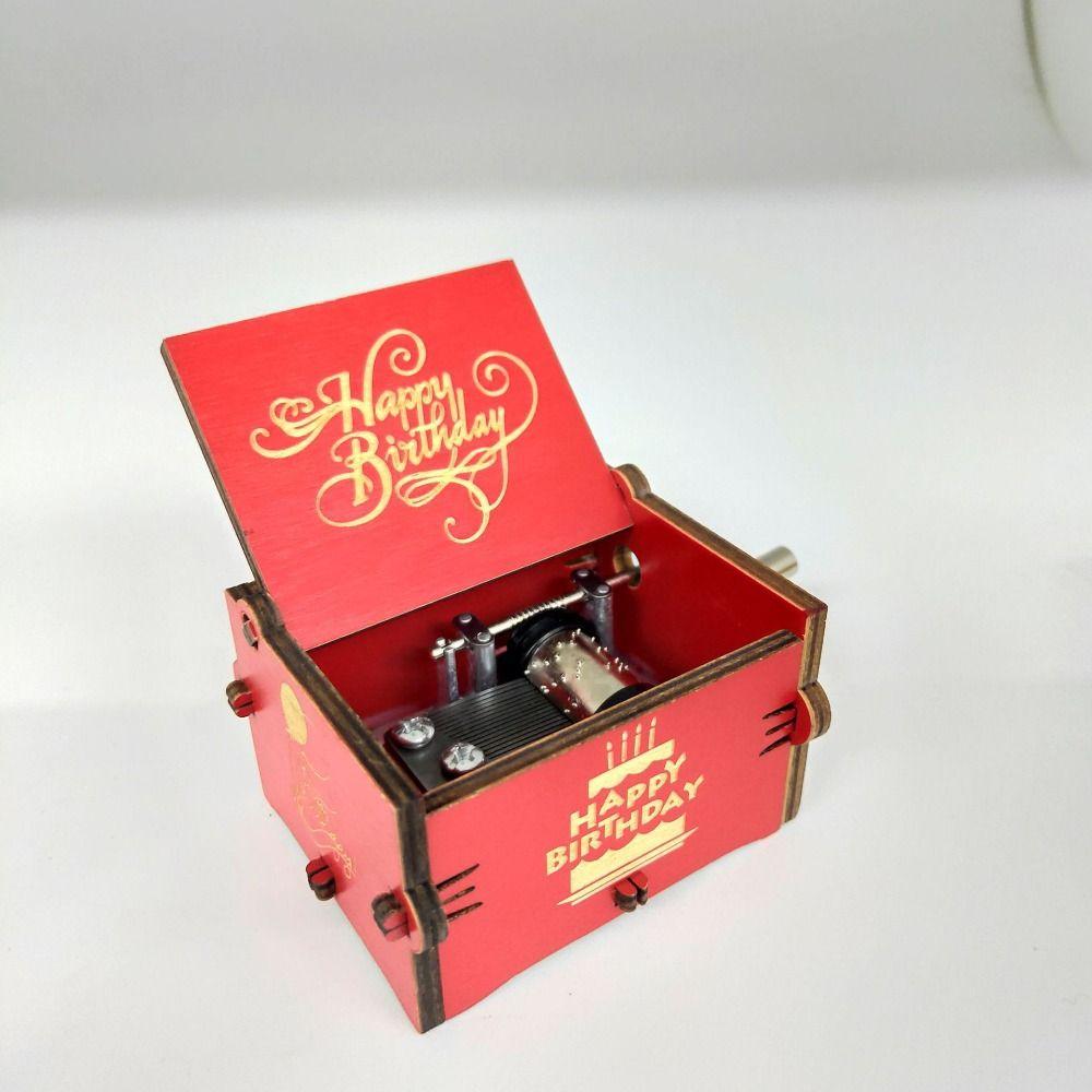 UV Painting Birthday Music Box Retro Laser Engraving Hand Crank Music Box Mechanical Spring Spring Music Box Home Decor