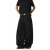 American Retro Denim Black Jeans for Men and Women with Pleated Design, Niche Loose Fit, Versatile Straight-Leg Wide-Leg Pants