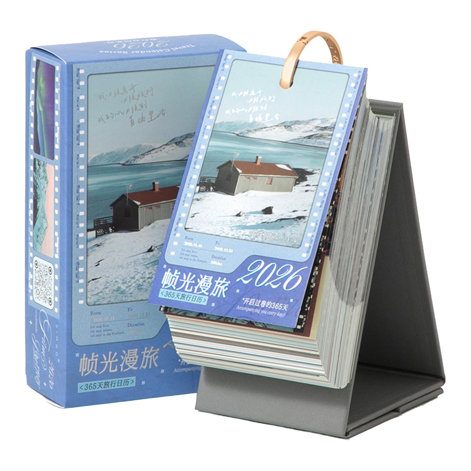 

Travel Theme Desk Calendar With Scenic Illustrations Daily Planner Notepad Reusable Office Memo Organizer For Home And Office